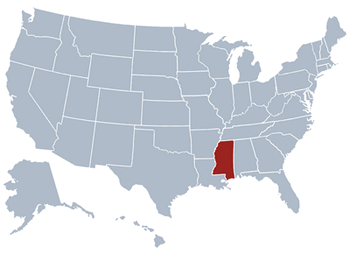 GEO location map of Mississippi state