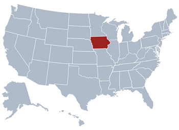 GEO location map of Iowa state