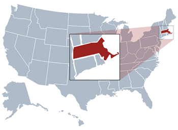 GEO location map of Massachusetts state
